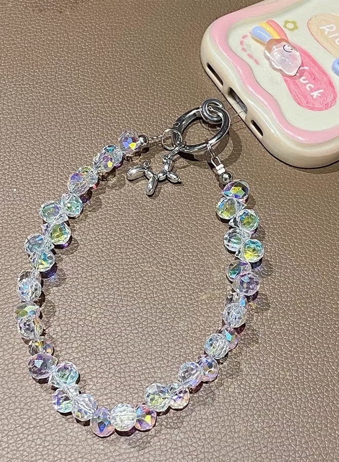 حزام جوال لليد بكريستال لامع – سلسلة خرز وميدالية مفاتيح للنساء مع رباط مانع للفقدان، تصميم براق - Image 2